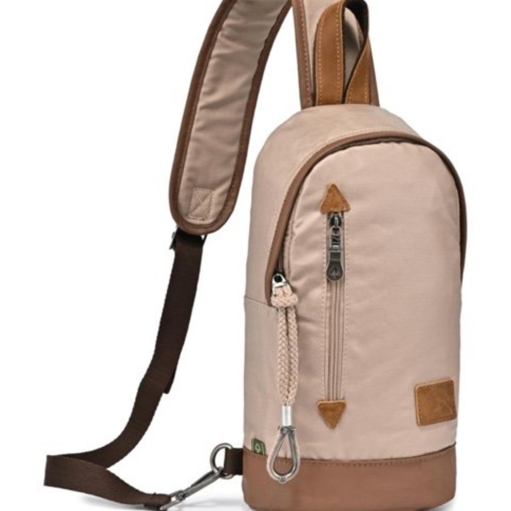 TSD Brand Urban Light Sling Bag | Coated Cotton Canvas, Genuine Leather Accents